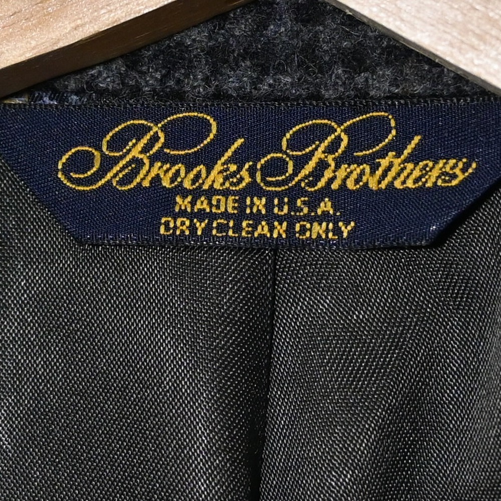 Brooks Brothers Sport Coat Mens 42R Camel Hair Plaid USA Charcoal Gray - Picture 3 of 8